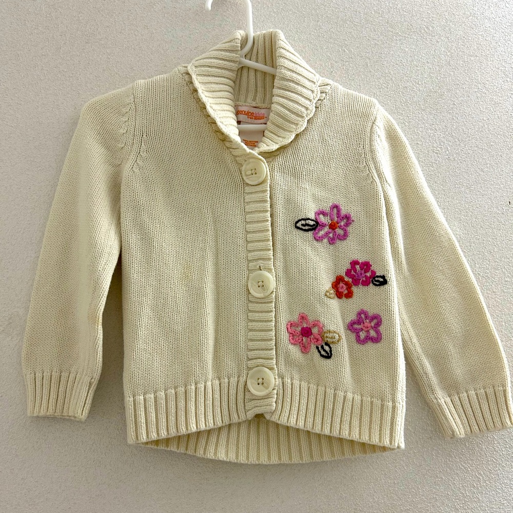 OshKosh B'gosh Cream Sweater with Pink Floral Design